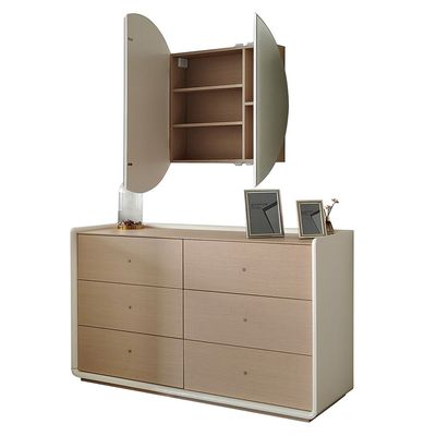 Brita 6 Drawer Dresser with Mirror - Beige / White Oak