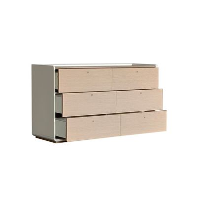 Brita 6 Drawer Dresser with Mirror - Beige / White Oak