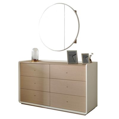 Brita 6 Drawer Dresser with Mirror - Beige / White Oak