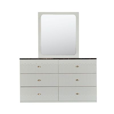 Naples 6 Drawer Dresser with Mirror - Beige/Stone