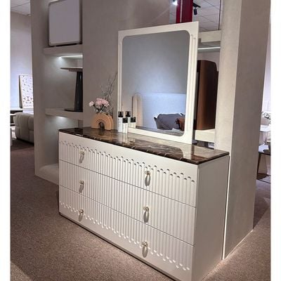 Naples 6-Drawer Dresser with Mirror - Beige/Stone - With 2-Year Warranty