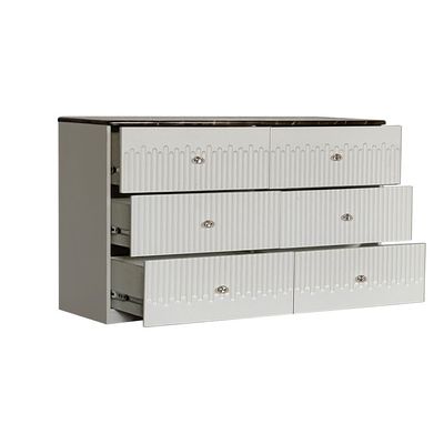 Naples 6 Drawer Dresser with Mirror - Beige/Stone