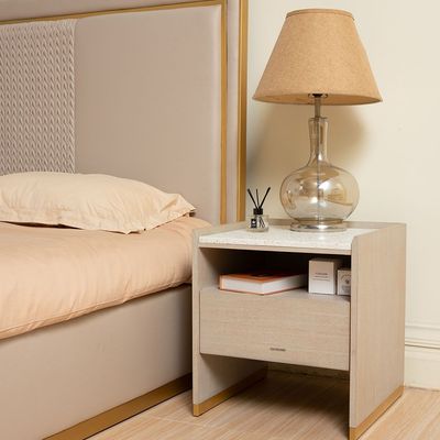 Margaret Night Stand - Beige / Terrazo / Gold