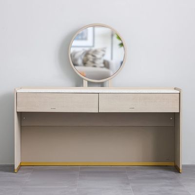 Margaret Vanity Dresser with Makeup Mirror - Beige/Terrazo/Gold - With 3-Year Warranty