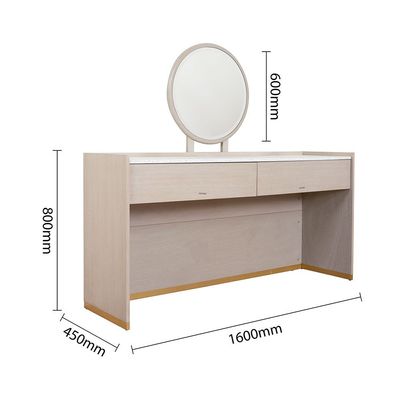 Margaret Vanity Dresser with Makeup Mirror - Beige/Terrazo/Gold - With 3-Year Warranty