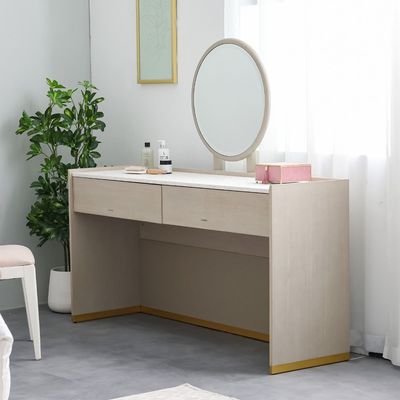 Margaret Vanity Dresser with Makeup Mirror - Beige/Terrazo/Gold - With 3-Year Warranty