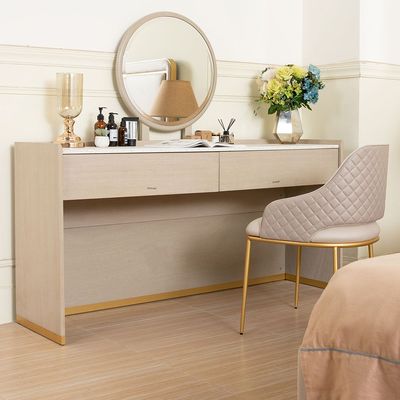 Margaret Vanity Dresser w/makeup mirror - Beige / Terrazo / Gold