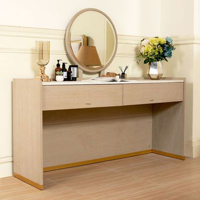 Margaret Vanity Dresser w/makeup mirror - Beige / Terrazo / Gold