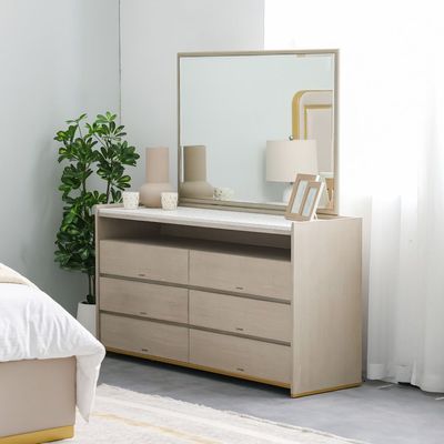 Margaret 6-Drawer Dresser - Beige/Terrazo/Gold - With 3-Year Warranty