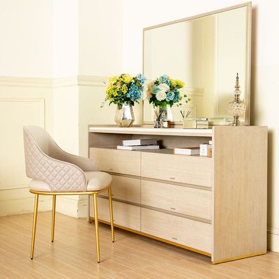 Margaret 6-Drawer Dresser - Beige/Terrazo/Gold - With 3-Year Warranty