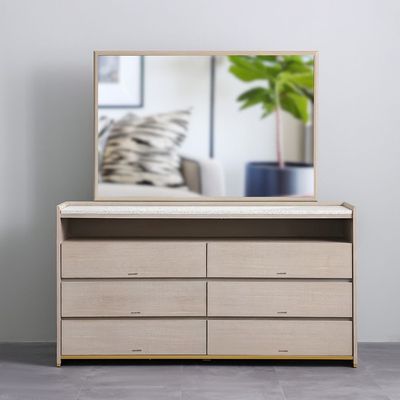 Margaret 6-Drawer Dresser - Beige/Terrazo/Gold - With 3-Year Warranty