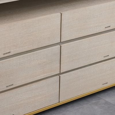 Margaret 6-Drawer Dresser - Beige/Terrazo/Gold - With 3-Year Warranty
