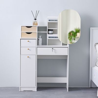 Barbados Dresser with Sliding Mirror - White/Oak - With 2-Year Warranty