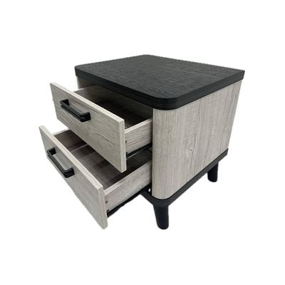 Kirwin 2 Drawer Night Stand -  Grey  Oak / Black