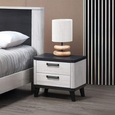 Kirwin 2 Drawer Night Stand -  Grey  Oak / Black