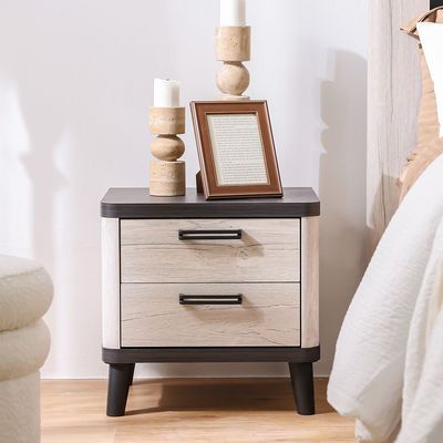 Kirwin 2-Drawer Nightstand - Grey Oak/Black - With 2-Year Warranty