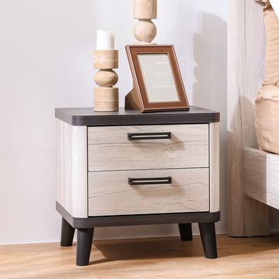 Kirwin 2-Drawer Nightstand - Grey Oak/Black - With 2-Year Warranty