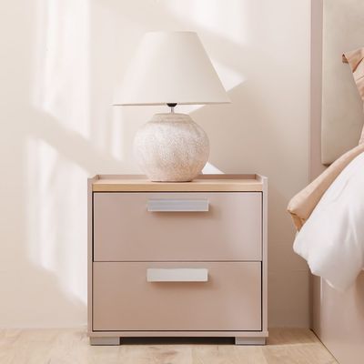 Cardano Night Stand - Natural Oak/ Champagne