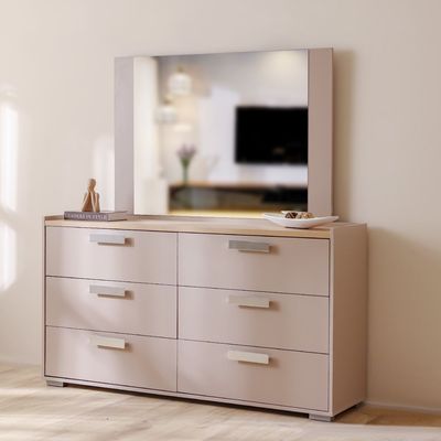 Cardano Dresser W/ Mirror  - Natural Oak/ Champagne