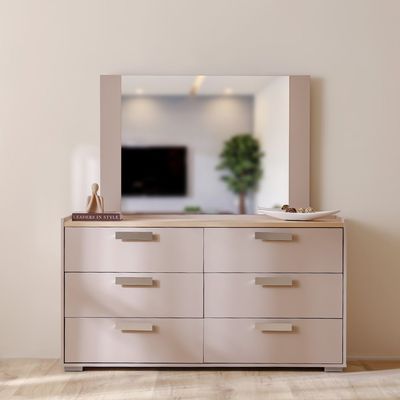 Cardano Dresser W/ Mirror  - Natural Oak/ Champagne