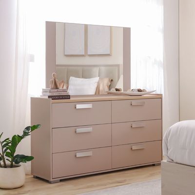 Cardano Dresser W/ Mirror  - Natural Oak/ Champagne