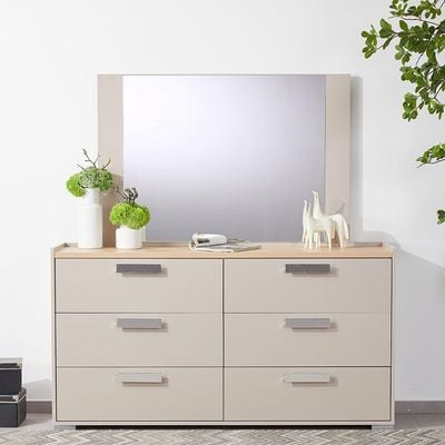 Cardano Dresser W/ Mirror  - Natural Oak/ Champagne