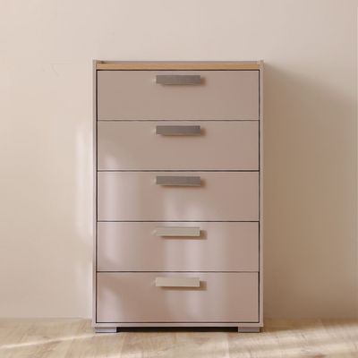 Cardano Chest Of 5 Drawers - Natural Oak/ Champagne