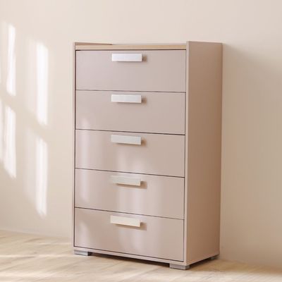 Cardano Chest Of 5 Drawers - Natural Oak/ Champagne