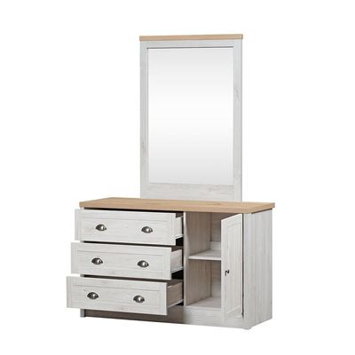 Cambridge 3-Drawers+1Door Master Dresser W/Mirror-Oak & White Oak