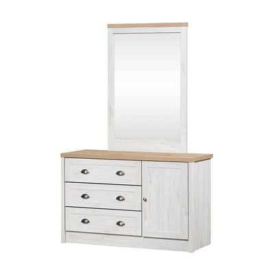 Cambridge 3-Drawers+1Door Master Dresser W/Mirror-Oak & White Oak