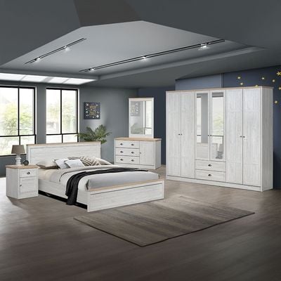 Cambridge 3-Drawers+1Door Master Dresser W/Mirror-Oak & White Oak