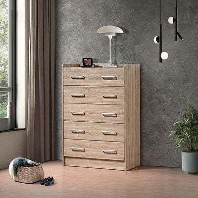 Supreme Chest of 5 Drawers - French Sonoma Oak - With 2-Year Warranty