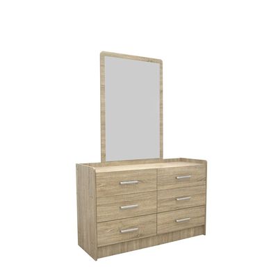 Supreme 6-Drawer Master Dresser with Mirror - French Sonoma Oak - With 2-Year Warranty