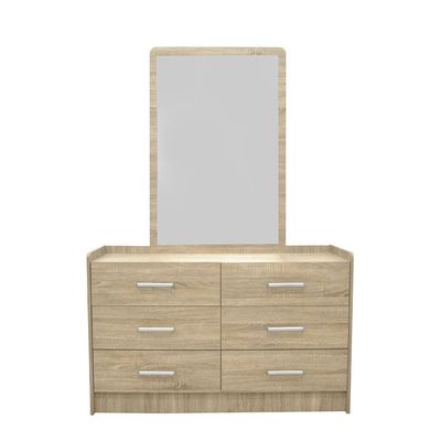 Supreme 6-Drawer Master Dresser with Mirror - French Sonoma Oak - With 2-Year Warranty