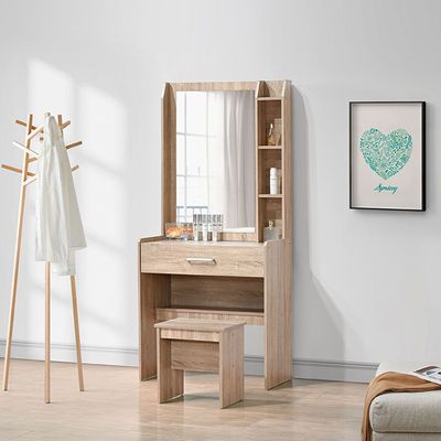 Supreme 1-Drawer Tall Dresser with Stool - French Sonoma Oak - With 2-Year Warranty