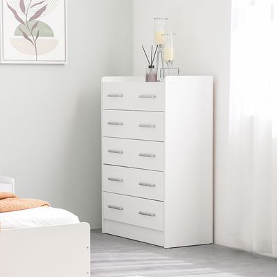 Supreme Chest of 5 Drawers - White - With 2-Year Warranty