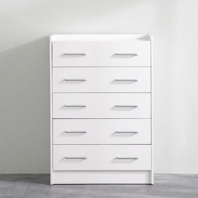 Supreme Chest of 5 Drawers - White - With 2-Year Warranty