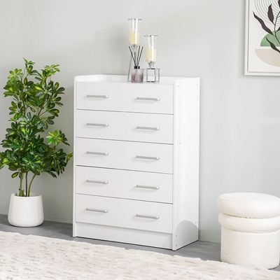 Supreme Chest of 5 Drawers - White - With 2-Year Warranty