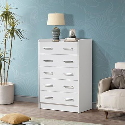 Supreme Chest of 5 Drawers - White - With 2-Year Warranty