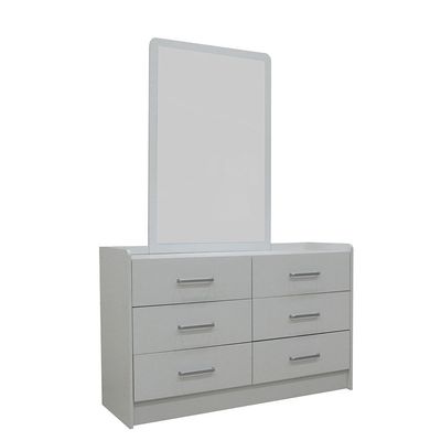 Supreme 6-Drawer Master Dresser with Mirror - White - With 2-Year Warranty