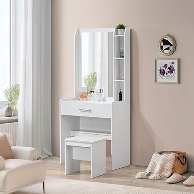 Supreme 1-Drawer Tall Dresser with Stool - White - With 2-Year Warranty