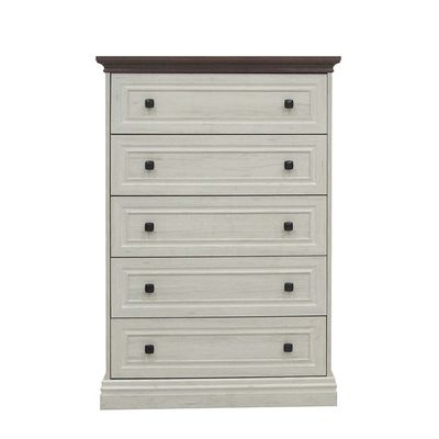 Pioneer Chest of 5 Drawers - White Oak/Brown - With 2-Year Warranty 