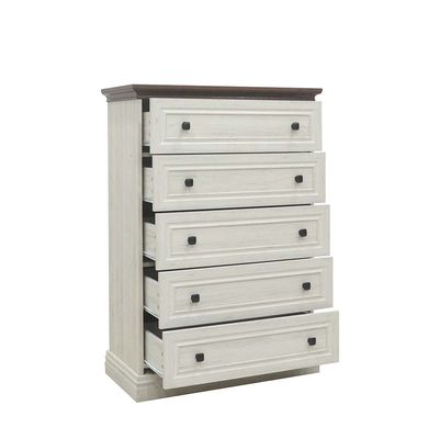 Pioneer Chest of 5 Drawers - White Oak/Brown - With 2-Year Warranty 