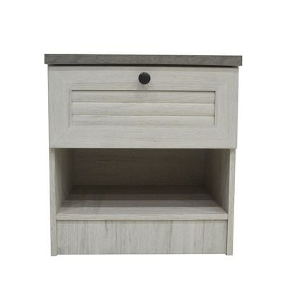 Zenith 1-Drawer Nightstand - White Oak/Cement - With 2-Year Warranty