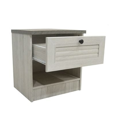 Zenith 1-Drawer Nightstand - White Oak/Cement - With 2-Year Warranty