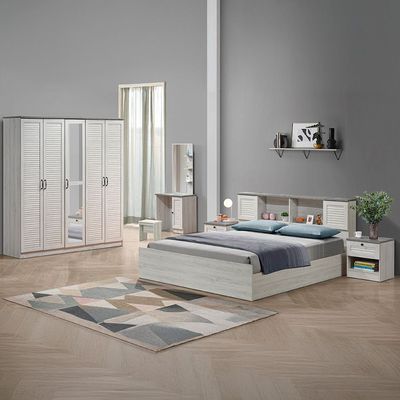 Zenith Tall Dresser with Mirror and Stool - White Oak/Cement - With 2-Year Warranty