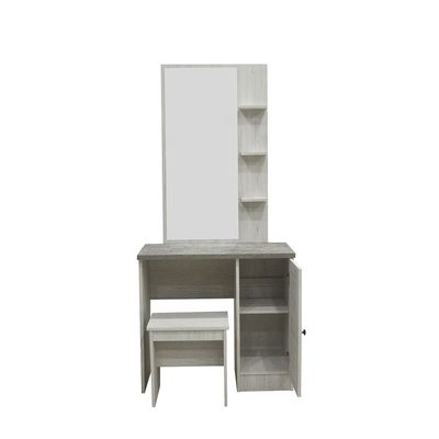 Zenith Tall Dresser with Mirror and Stool - White Oak/Cement - With 2-Year Warranty