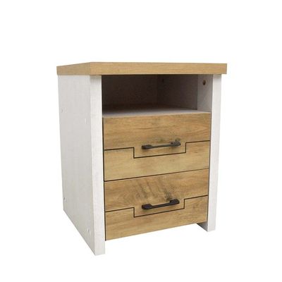 Swann 2-Drawer Nightstand - Summer Oak/Pearl White - With 2-Year Warranty