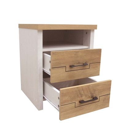 Swann 2-Drawer Nightstand - Summer Oak/Pearl White - With 2-Year Warranty