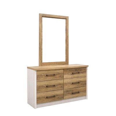 Swann 6-Drawer Master Dresser with Mirror - Summer Oak/Pearl White - With 2-Year Warranty